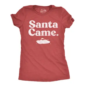 Womens Funny T Shirts Santa Came Sarcastic Christmas Graphic Novelty Adult Joke Tee for Ladies Funny Womens T Shirts Cute Vintage Fashion Casual Ladies T-Shirt Gift Christmas Tops for Women Funny Adult Humor Red -