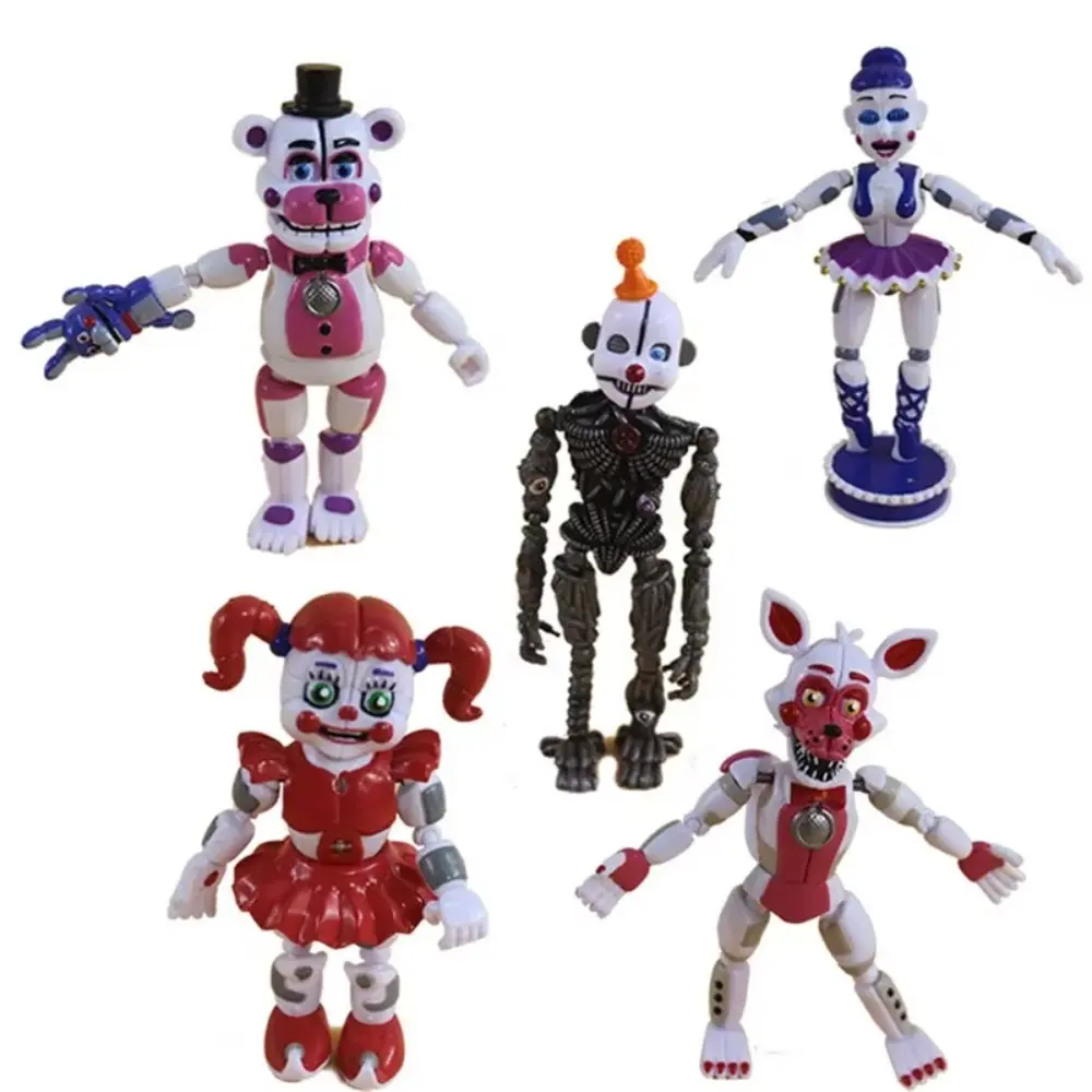5 Pcs/Set Midnight Toy Bear Game Funtime Foxy Sister Location Horror Doll Lightening Movable Joint Toys