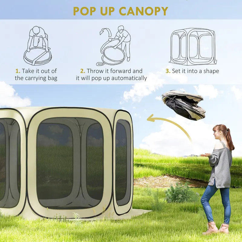 Outsunny 11x11ft Easy Setup Pop Up Outdoor Canopy Tent - 7mm Thick, Lightweight Portable, Wind Resistant, UPF50+ Oxford Cloth UV Prevention, Carry Bag, 11x11ft Shade Zone for Patio (tiktokshopbacktoschool), Easy Setup Tent