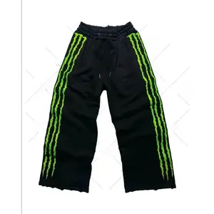 Sky Blue High Street Men's Retro Reflective Stripe Loose Sweatpants Harajuku Gothic Punk Style Wide-Leg Pants Hip-Hop Street Casual Classic Trousers Loose Sweatpants Men's Clothing