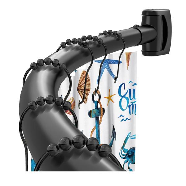 Black Curved Shower Curtain Rod 33-78 Inches Adjustable Splicing Design Need To Drill Shower Rods Curved Round Bowed Rust proof, Premium Stainless Steel Shower Curtain Rod for Bathroom, Bathtub, Stall