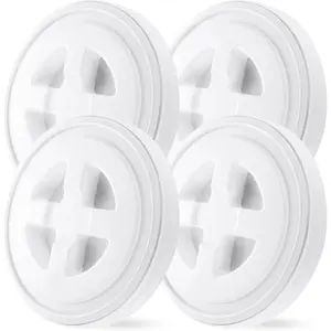 4 count 5 Gallon Leak-Proof Bucket Lid  Grade Plastic Storage Buckets Screw Seal Lids Screw Pail Lid  Storage Chicken Feeders  Storage Compatible with Gamma,White
