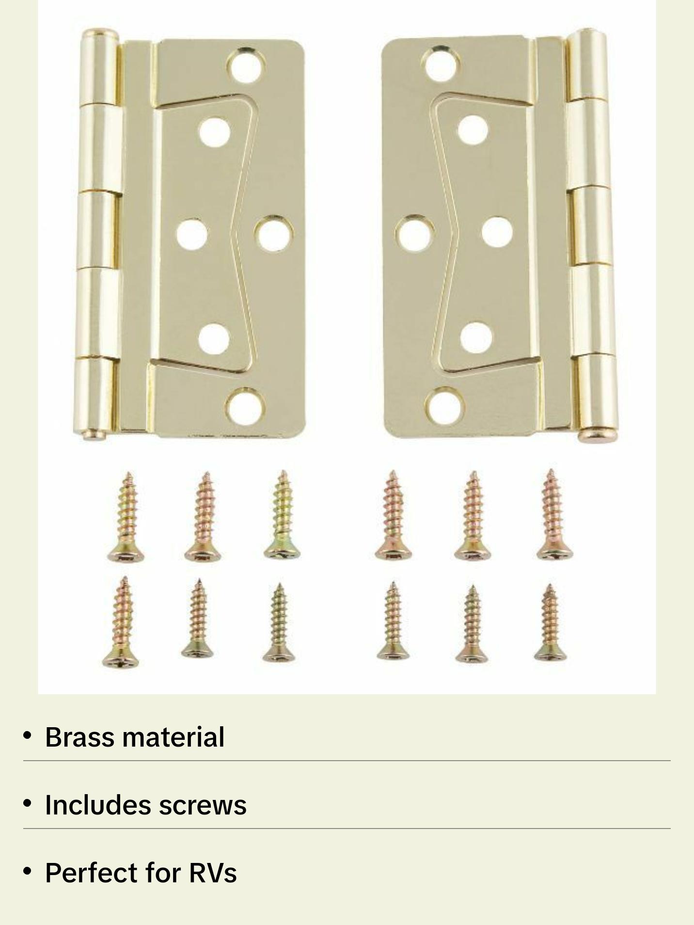 Mobile Home/RV Interior Butterfly Brass Hinge Set (2 Pack) with Screws