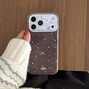 Bottom Colorful Stars Phone Case for Apple, Fits iPhone 17 Pro Max, 16 Pro Max, 15 Pro Max, 14 Pro, 13, Fashionable Women's Case