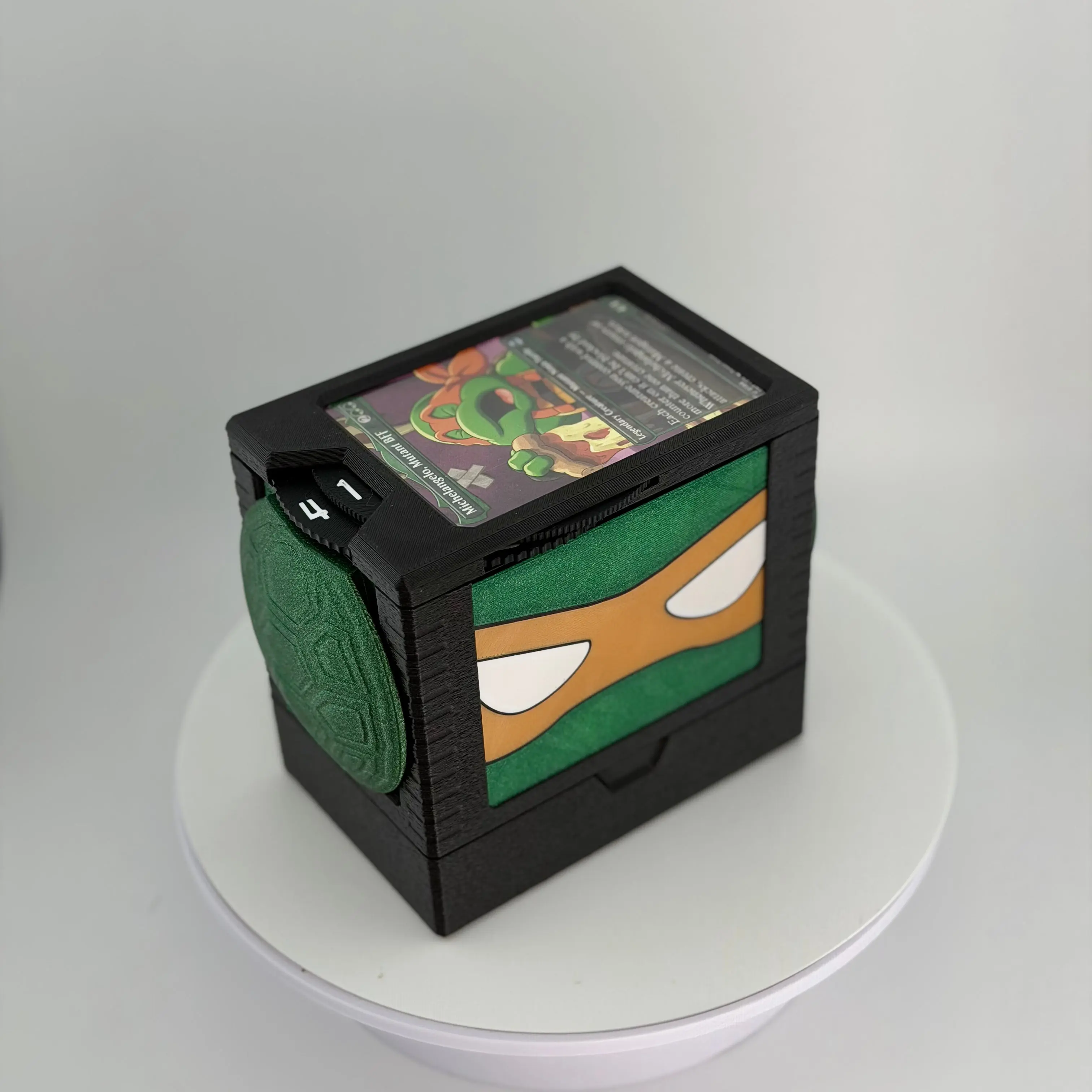 NavyCow Designs Turtle Power Universal DeckDock - Turtle-Inspired Trading Card Accessories with Counter, Token Tray for Magic The Gathering, Cards Storage, TCG Storage
