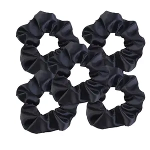 Satin Scrunchies for Women No Hair Damage, No Crease, Suitable for All Hair Types Elastics Bands Accessories Girls Black 5pcs