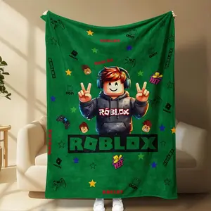 Flannel Throw Blanket, Roblox Gamer Character Design, Background, Super Soft & Cozy, Lightweight Warm Blanket for Sofa, Couch, Bed Gifts.Thin blanket,Polaris Blanket