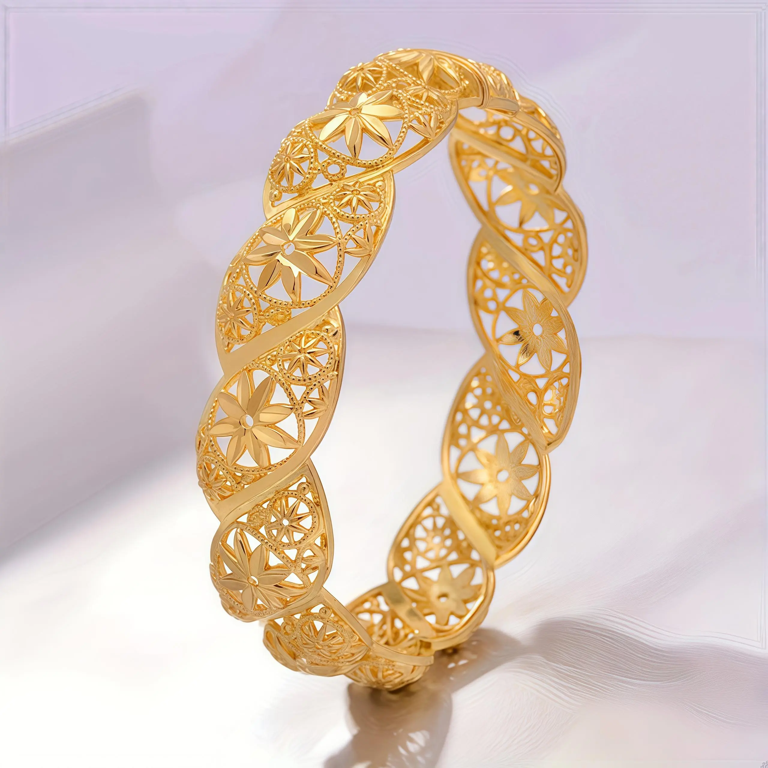 Luxury Women's 24K gold Plated Open Cuff Bracelet | Ideal for celebrations and everyday wear, for parties, music festivals, weddings, bracelets for women,gifts girlfriend Trendy Bangles Modern Fashion Accessories Trendy Jewelry