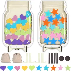 2 Pack Reward Jar for  Star and Heart Reward Jar  Reward Jar for Classroom  Potty  Reward Home  Incentive Good Home  for Boys Girls,Star+Heart