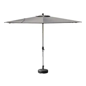 Grey Rectangular Patio Umbrella with Crank Lift, Tilt for Backyard, Pool & Deck (Base not included) - W1859P320959