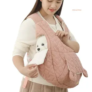 Chewy Crew Winter Chest Cat Carrier, Warm Hands-Free Front Pack with Safety Strap for Outdoor Trips