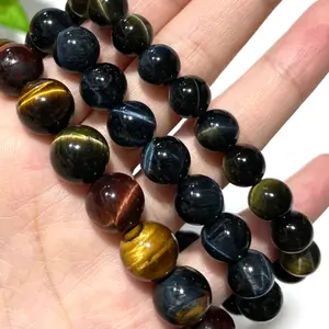 Black Blue Colourful Tiger Eye Bracelet Set 9mm 10mm 12mm Energy Healing Crystals Jewelry for Women DIY Bracelet From IG Crystal