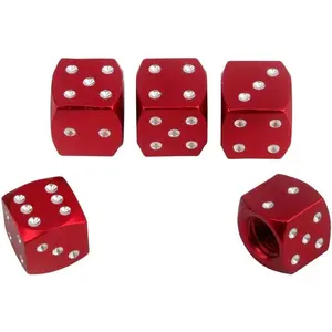 5X Aluminum Dice Valve Stem Caps Car Motorcycle Bicycle Tire Valve Caps Red
