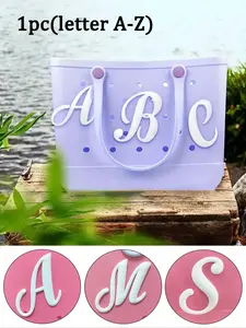 1pc white letters decorative for beach bag, decorative charm insert bag accessories, beach bag accessories, for women's rubber beach handbag EVA bag, personalized handbag 3D letters, DIY your bag(LetterA-Z) Stylish Backpack Charm