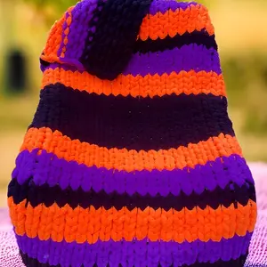Halloween Chunky Knit Chenille Blanket Striped