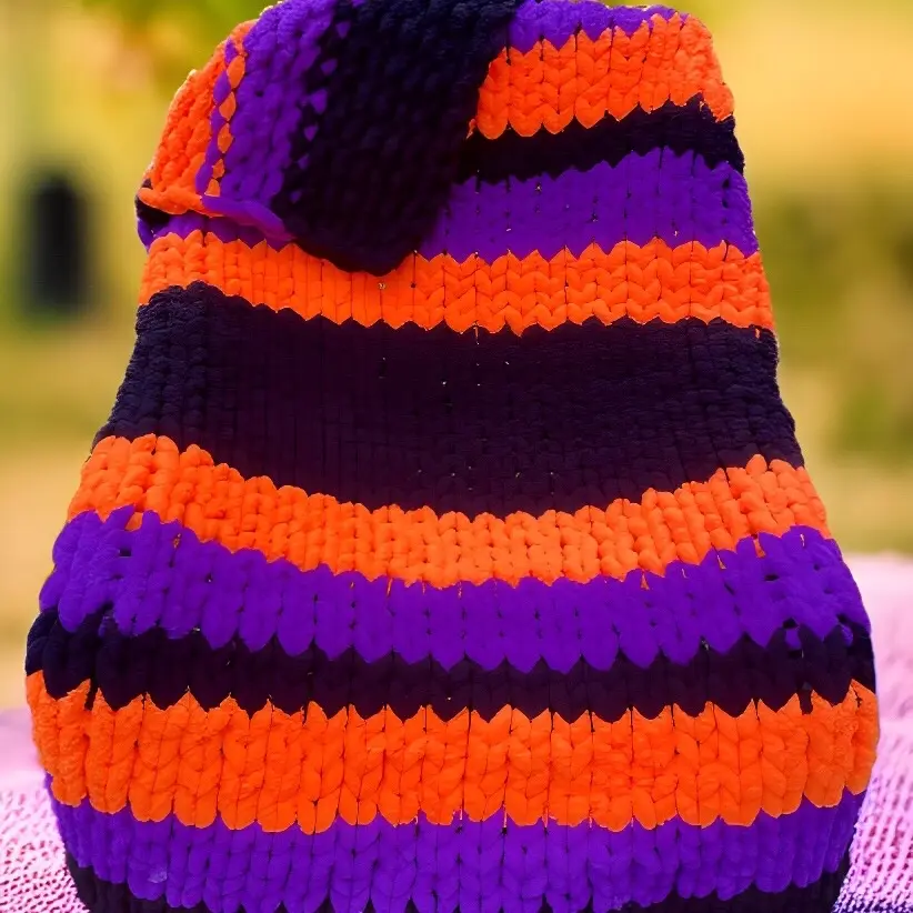Halloween Chunky Knit Chenille Blanket Striped