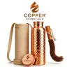 100% Pure Copper 32 Oz Large Hammered Insulated Water Bottle with Pocket Canvas Bag & Cleaning Brush - Hydrating, Leak-Proof, BPA Free, Classic Design - Drinkware, Aesthetic