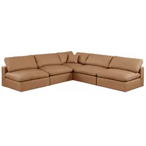 Comfy Cognac Vegan Leather Modular Sectional