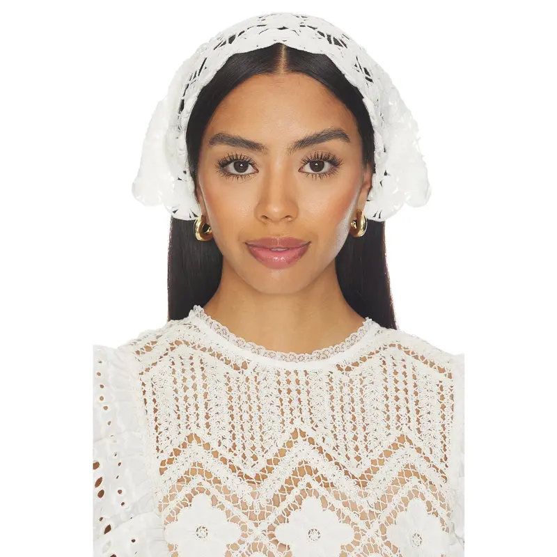 Hand-made Crochet  White Mesh Hair Kerchief/Bandana with Tassel Trim il_1080xN.6957873966_9w27.jpg main image 3