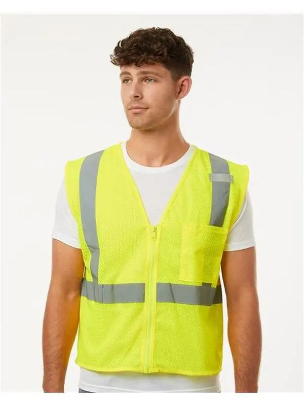 Custom Embroidered - Kishigo - Unisex Single Pocket Zipper Mesh Vest - 1089-1090