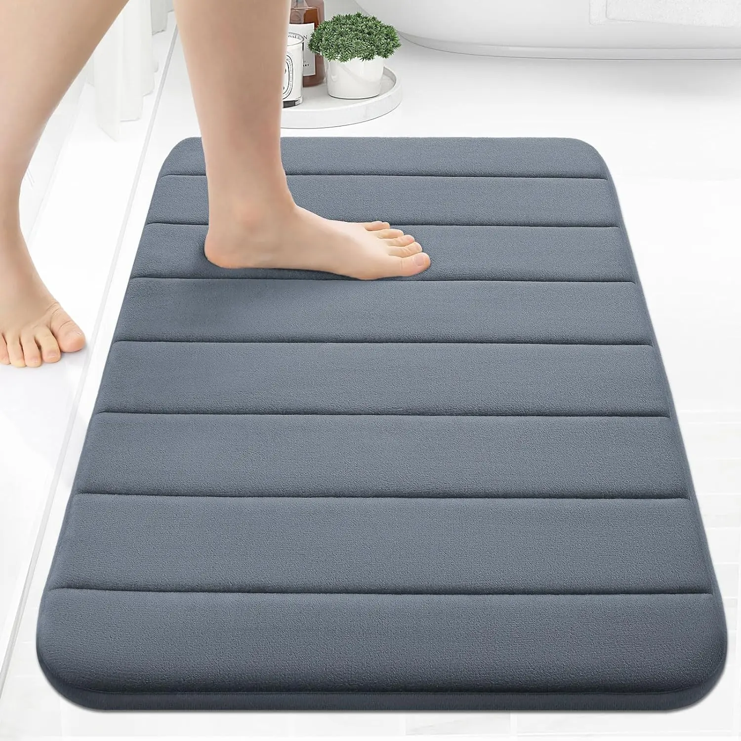 Memory Foam Bath Mat 24x16, Ultra Soft and Absorbent Bathroom Rugs, Non-Slip, Machine Wash Dry, Thick Bath Rug Carpet for Bathroom Floor, Sink and Shower 2024 trending