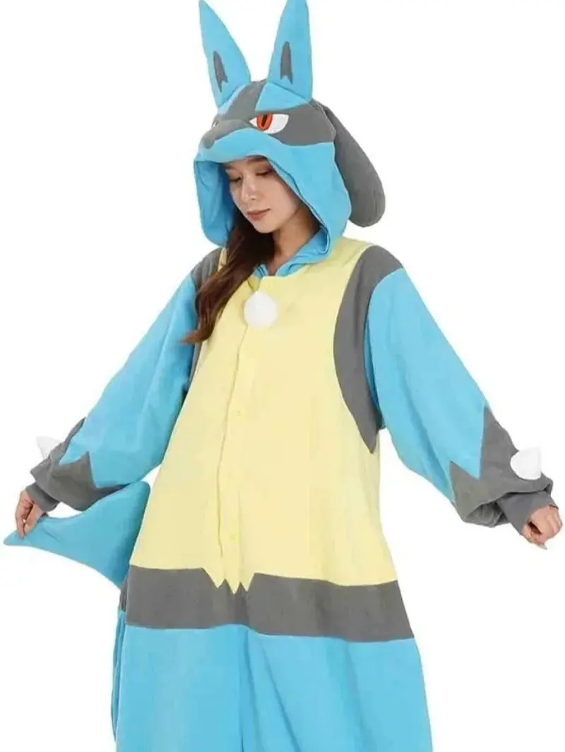 Lucario Kigurumi Adult Pyjamas Cosplay Costume Anime Onesie Sleepwear Homewear Unisex Pajamas Christmas Halloween Party Clothing