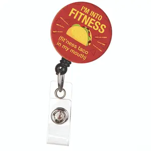 Fitness Taco Funny Food Retractable ID Badge Reel