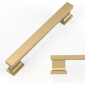 10 Pack Champagne Bronze Cabinet Pulls 5 Inch(128mm) Hole Center Kitchen Cabinet Hardware Brushed Brass Cabinet Handles Gold Drawer Pulls ZH00013