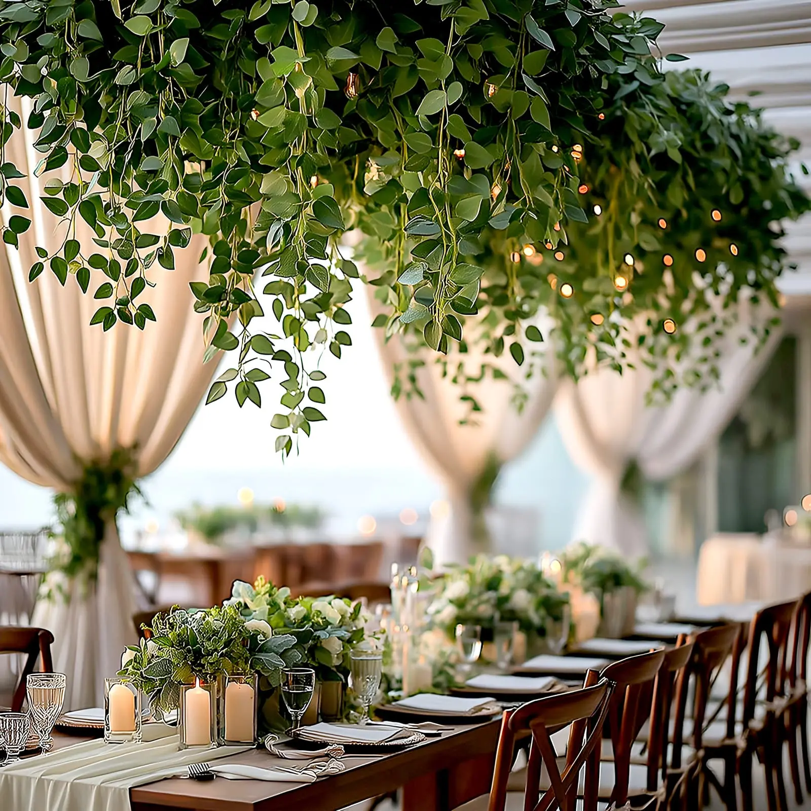 3-Piece Decorative Hanging Vines - 40in Silk Leaves Artificial Greenery, Indoor/Outdoor Wall Decor, Garden Backdrop