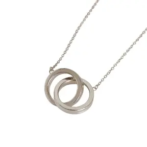 Pre-owned Tiffany & Co. Sterling Silver 925 (Ag925) Small Leather Goods 1837 Interlocking Circle Silver Necklace