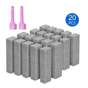 20 PCS Pumice Stone for Toilet Bowl Cleaning with 2 Handles Included, Scouring Stick Remove Hard Water Rings, Calcium Buildup and Rust, Pumice Cleaning Bar for Tile Bath-tub