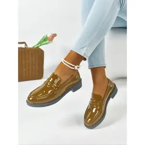 Women's Loafers Thick Sole Chunky Heel Slip-On Rubber Bottom, Casual Fashion Office Business Shoes, Comfortable Daily Wear Bow Design, Bowknot Design Shoes