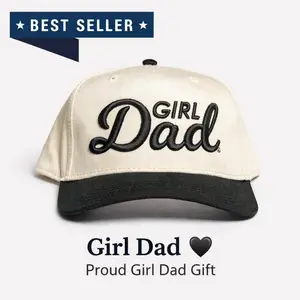 GirlDad 3D Puff Embroidered Classic Natural/Black Baseball Cap, Girl Dad, Girl Dad Gift, Dad of Girl, New Dad Hat, Father's Day Gift summerwins