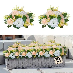 10 Pcs 0.5-Inch Silk Faux Flower Decorative Rose Balls - Artificial Arrangement Bouquet, Wedding Table Centerpieces, Champagne White Rose Home Decor (Silk Faux Flowers)