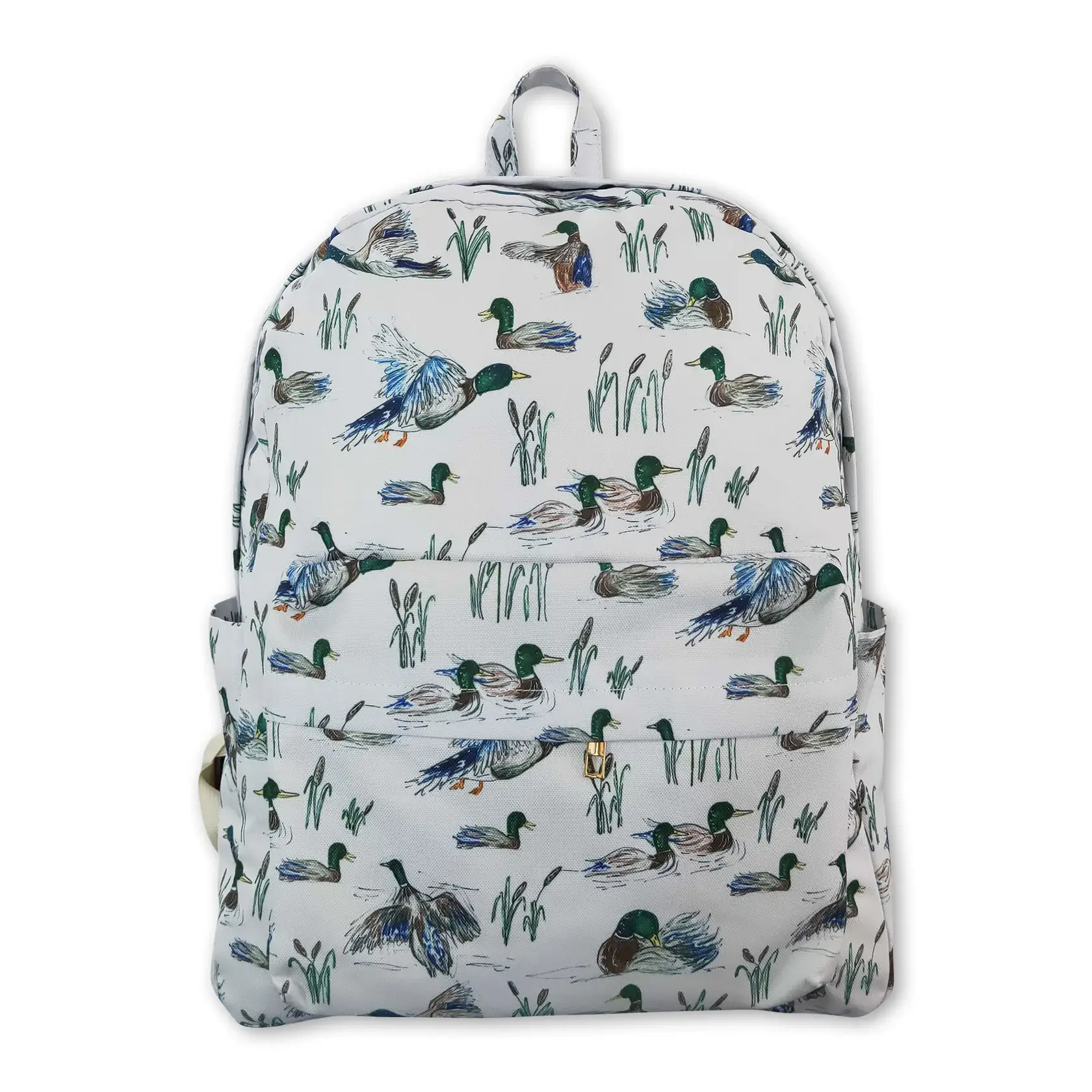 Green Duck Print Kids Backpack