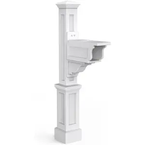 Single Arm Mail Post - White - 25.5in x 8in x 56.5in - Standard Post, Arm & Hardware Kit Included (5810-W)