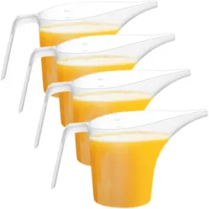 4 Pack Plastic Funnel Pitcher,Measuring Cup with Long Spout,Large Capacity Easy Pour Cup,for Bakeware Mold,Oils,Watering Plants(1000ml)