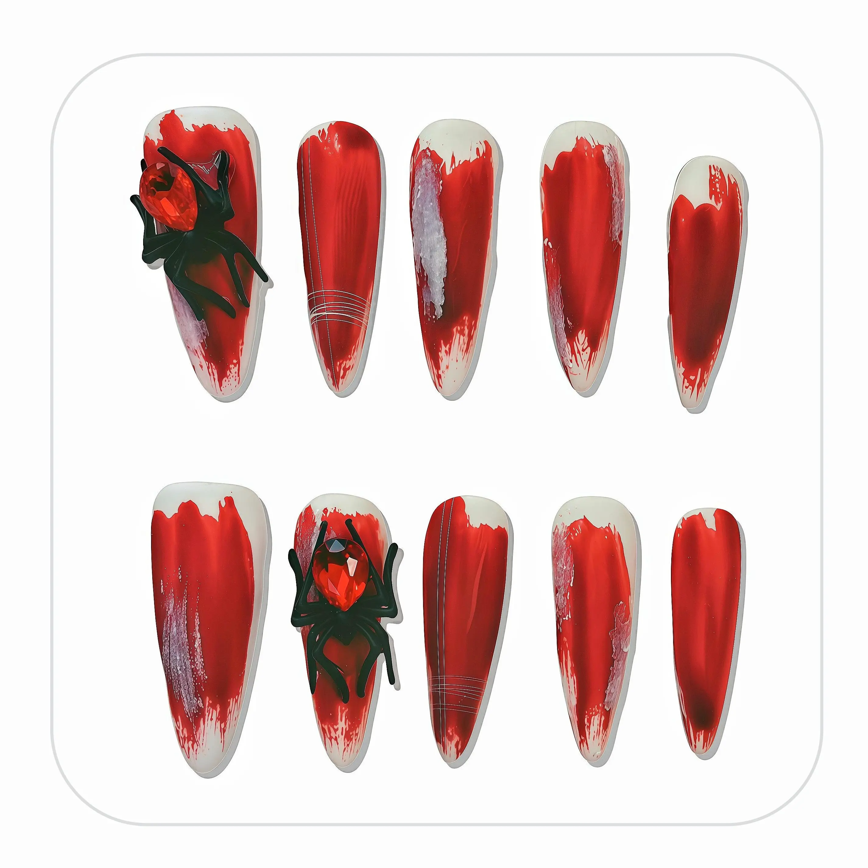 S82 Red Wine Handmade Press-On Nails Kit - Pure Hand-Painted, New Bright Style, Ideal for Bold Stylish Ladies, Wedding Use, DIY Colored Synthetic Artificial False Nails, Nail Design