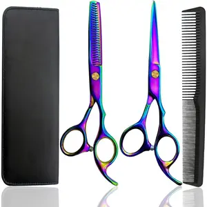 6 Inch Professional Hair Cutting Shears Set| Barber Hair Cutting & Thinning Scissors Kit| Sharp Blades Haircut Shears for Women Men Kids Hairdressing