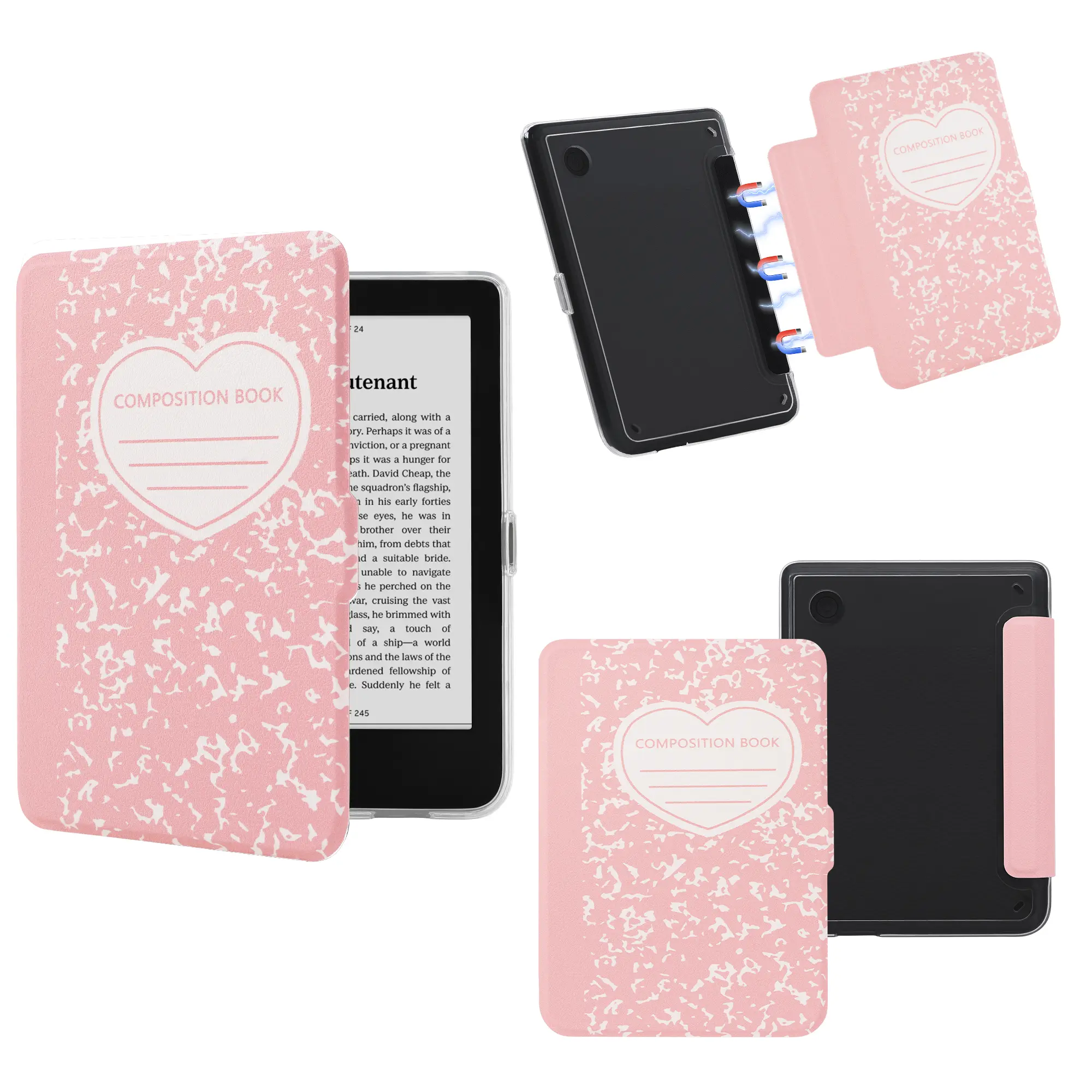 Magnetic Detachable Case for Kobo Clara Colour/BW 2024 (6") & Kobo Libra Colour 2024/Libra 2 2021 (7"), Clear TPU Back, Premium PU Leather Flip Cover with Auto Wake/Sleep