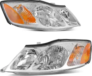 YITAMOTOR Headlight Assembly Compatible with 2000-2004 Avalon Headlamp Replacement Chrome Housing Amber Reflector Clear Lens
