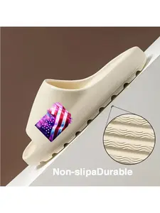 American Flag Coconut Slippers with Fireworks Design Patriotic USA Stars Stripes Summer Beach Sandals Comfy Non-slip Flip Flops for Men Women 4th of July Independence Day Footwear