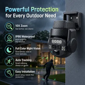 The Only Camera You Need CareCam Pro 4K 8MP Dual Lens Wireless 10X PTZ Zoom AI Detection Colorful Night Vision 2 Way Audio IP66 Waterproof SD Cloud Storage Safety Monitoring Digital Remote Picture Surveillance