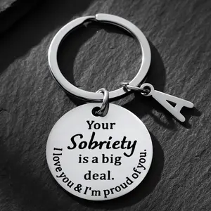 Inspirational Stainless Steel Sobriety Keychain, Empowering, Durable Gift for Men's Milestones & Birthdays