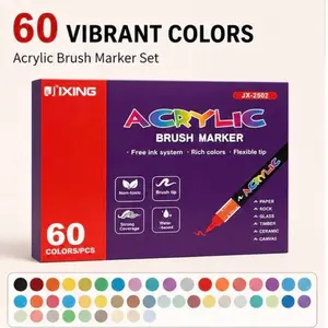 60 Colors Direct Liquid Acrylic Marker Pens, No Press, Fast Dry, Non-See-Through Paper, Student Drawing, Handmade Report, Coloring, Waterproof