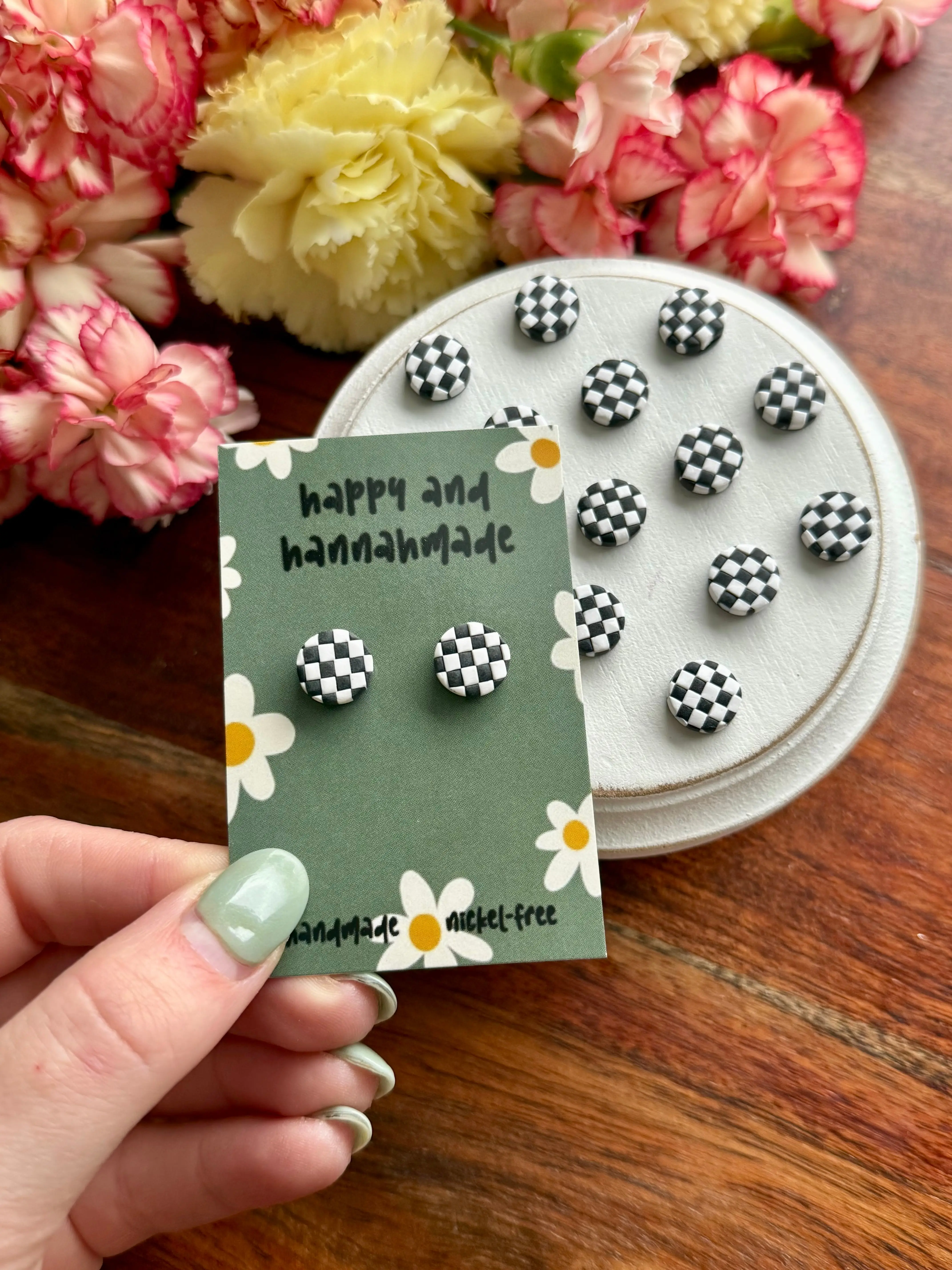 Checker Print Studs