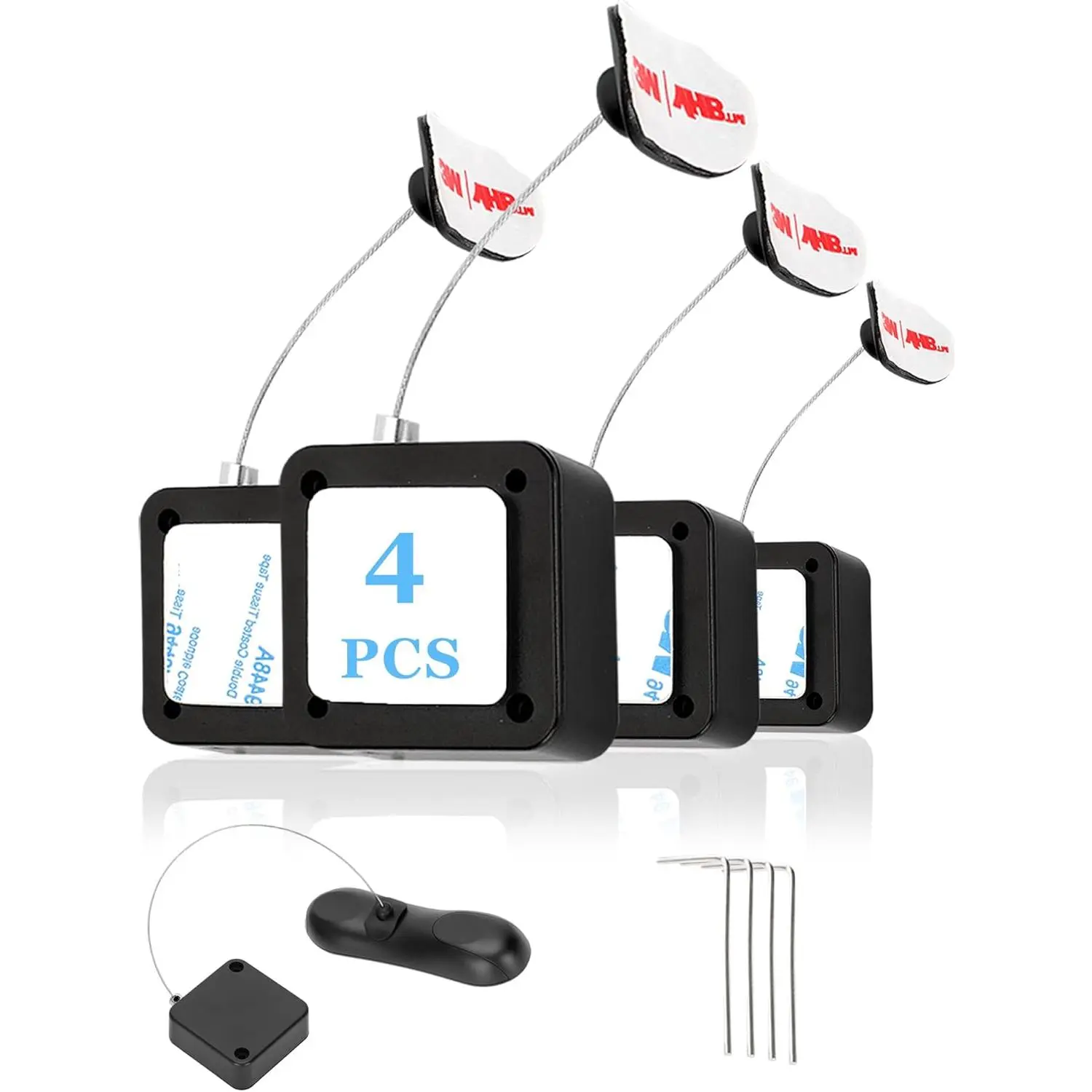 4Pack Remote Control Tether, 6.5 Ft Remote Control Leash, Retractable Safety Lock with Adjustable Lock Strap for TV Remotes,  Controllers, and Tablets -  for Showrooms