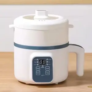 1.7L Multifunctional Intelligent Electric Pot, Convenient Steaming And Cooking Integrated Pot, Overheating And Drying Protection, 6 Cooking Modes, Mini Steamer, Double-Layer Non-Stick Pot, Suitable for 1-2 People, Rice, Soup, Pasta, Steak