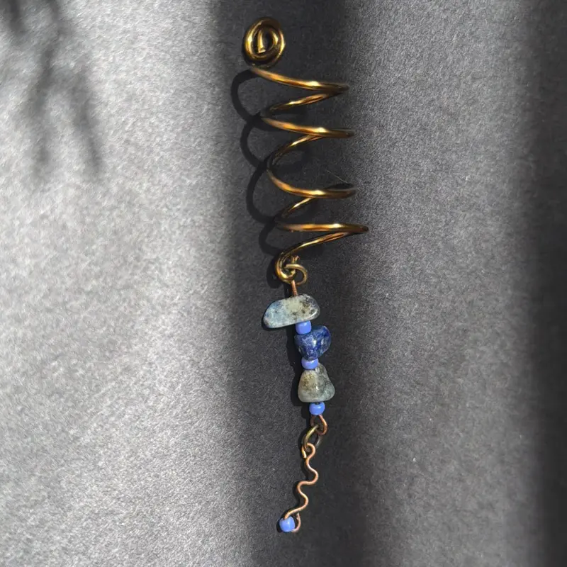 Handmade Gemstone Hair Wire Wrap - Unique Design, 15$