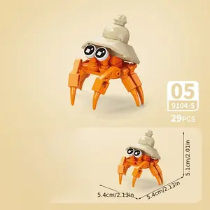 Ocean Series Micro Particle Building Block Toy Model, Cute Cartoon Ornament Puzzle, Gift. Assemble 10 Boxes of Different Styles to Form a Fish